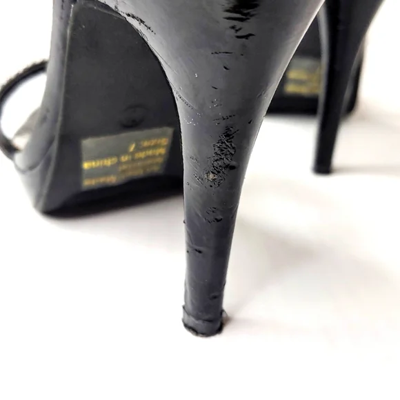 Marichi Mami black patent leather and rhinestone heels. 7M - Picture 9 of 14